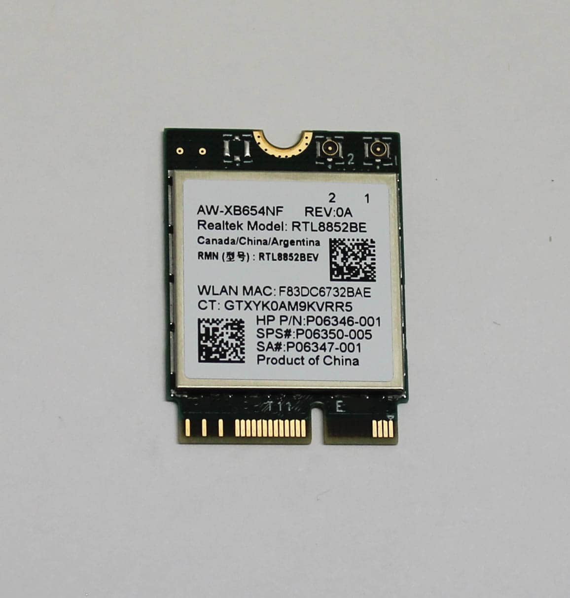 HP SKO-WLAN 6 11AX RTK RTL8852BE-VT+BT5.4 (P06350-001) thumbnail
