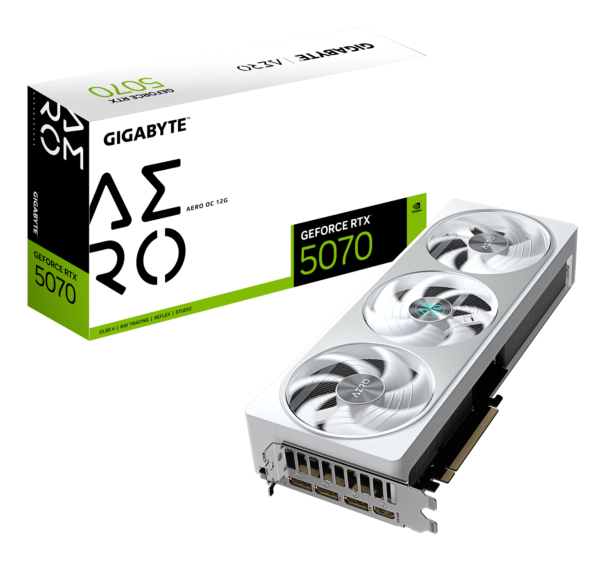 GIGABYTE GeForce RTX 5070 AERO OC 12G NVIDIA 12 GB GDDR7 (GV-N5070AERO OC-12GD) thumbnail