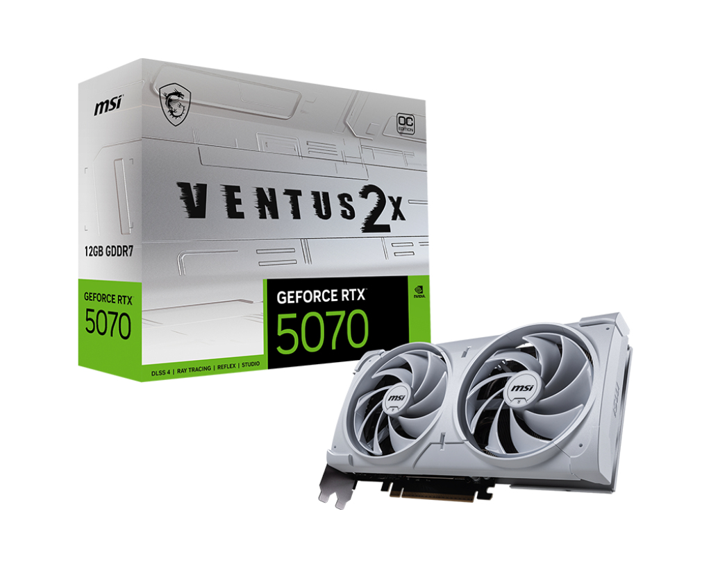 MSI GeForce RTX5070 VENTUS 2X OC White NVIDIA GeForce RTX 5070 12 GB GDDR7 (V532-004R) thumbnail