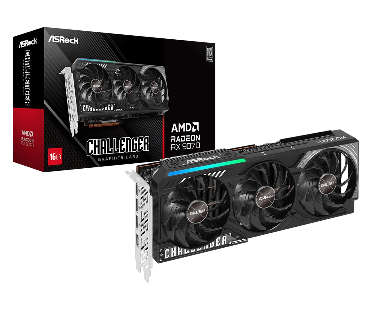 ASRock Radeon RX 9070 Challenger 16GB - 16GB GDDR6, 1x HDMI, 3x DP (90-GA5NZZ-00UANF) thumbnail