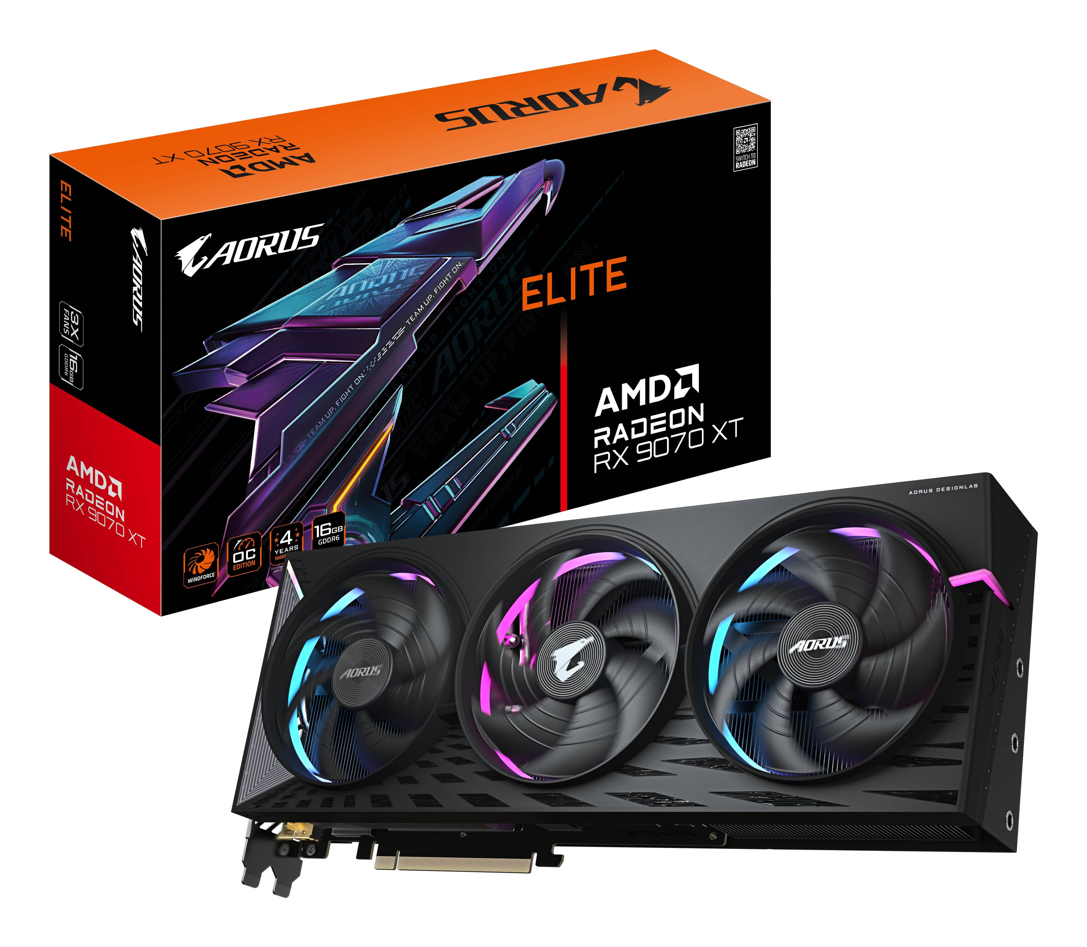 GIGABYTE AORUS Radeon RX 9070 XT ELITE 16G AMD 16 GB GDDR6 (GV-R9070XTAORUS E-16GD) thumbnail