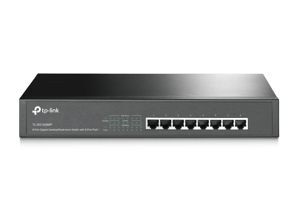 TP-Link TL-SG1008MP Unmanaged Gigabit Ethernet (10/100/1000) Power over Ethernet (PoE) 1U Zwart (TL-SG1008MP(UN)) thumbnail