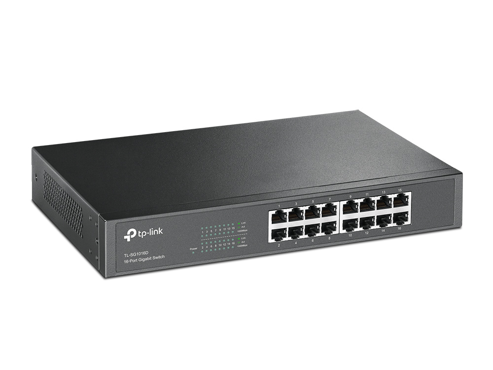 TP-Link TL-SG1016D Unmanaged Gigabit Ethernet (10/100/1000) Zwart (TL-SG1016D(UN)) thumbnail