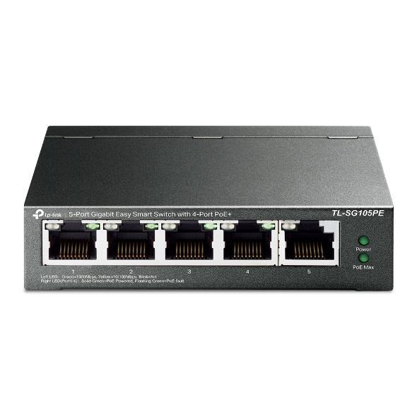 TP-Link TL-SG105PE netwerk-switch Managed L2 Gigabit Ethernet (10/100/1000) Power over Ethernet (PoE) Zwart (TL-SG105PE(UN)) thumbnail TP-Link TL-SG105PE netwerk-switch Managed L2 Gigabit Ethernet (10/100/1000) Power over Ethernet (PoE) Zwart (TL-SG105PE(UN)) thumbnail