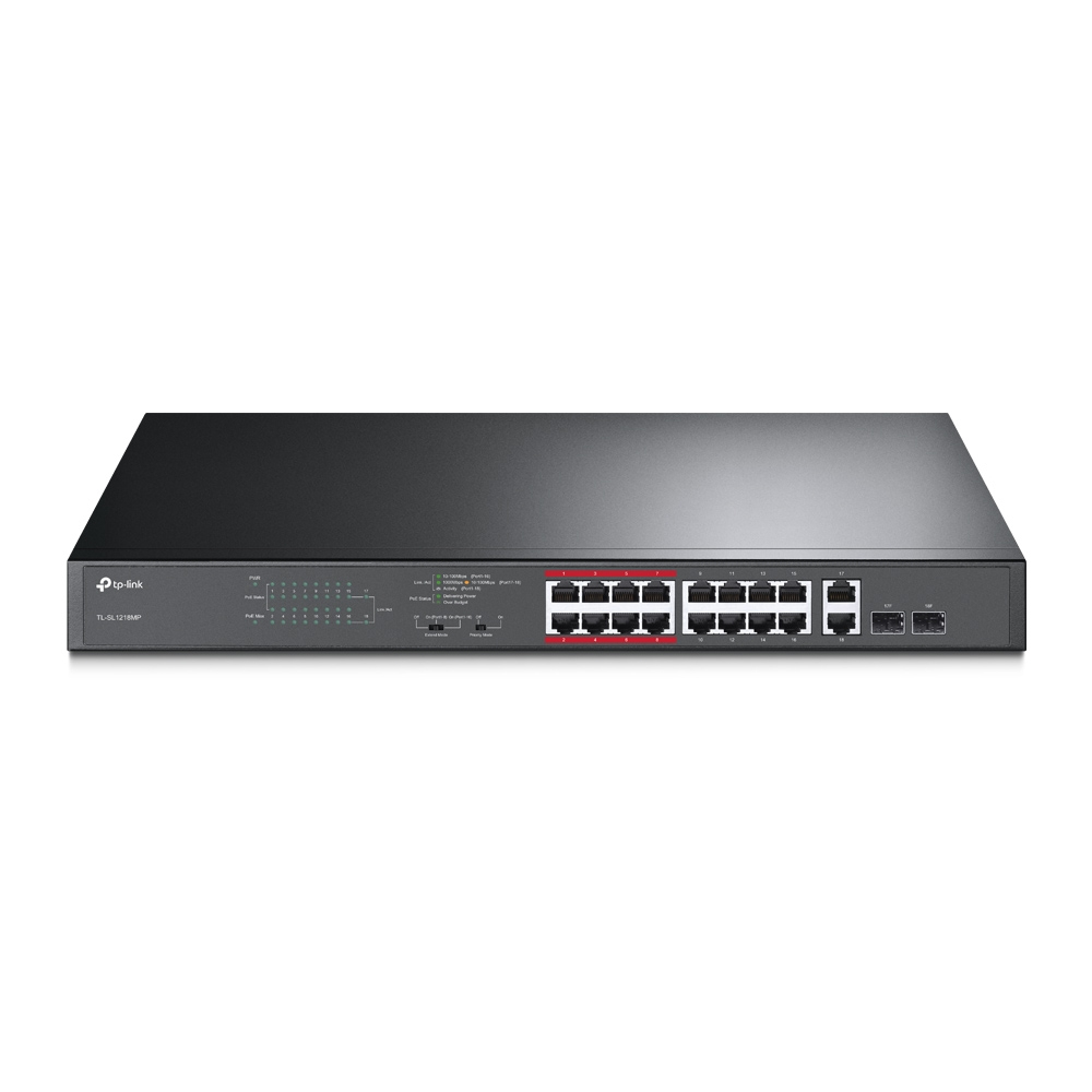 TP-Link TL-SL1218MP netwerk-switch Unmanaged Fast Ethernet (10/100) Power over Ethernet (PoE) Zwart (TL-SL1218MP(UN)) thumbnail