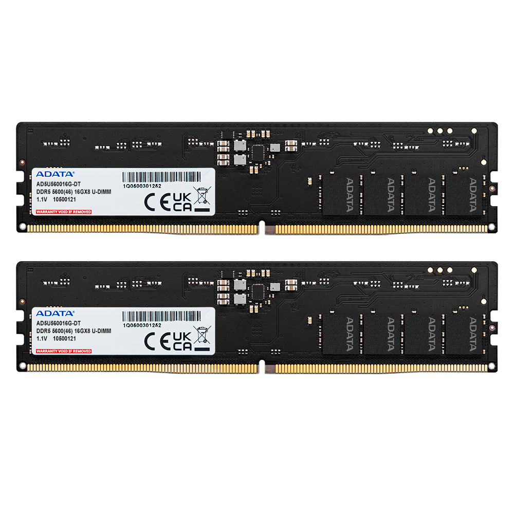 ADATA DDR5 5600 U-DIMM geheugenmodule 32 GB 2 x 16 GB 5600 MHz ECC (AD5U560016G-DT) thumbnail