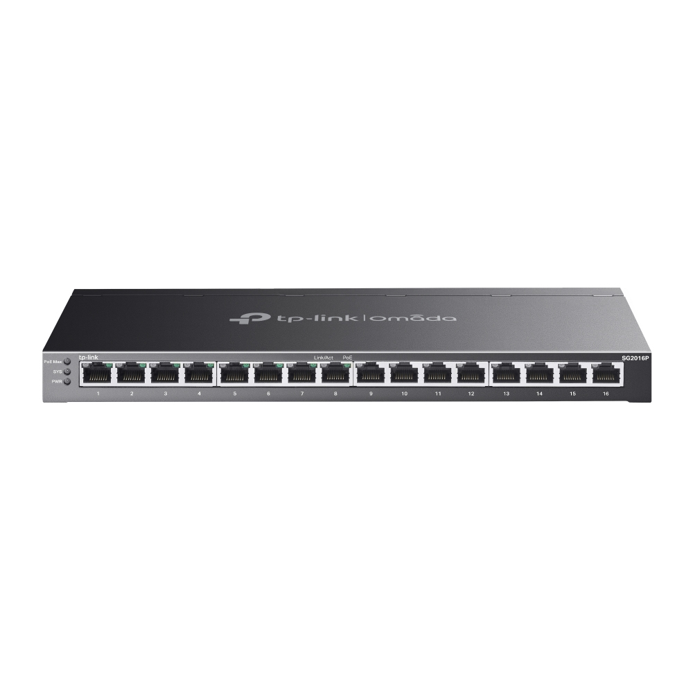 TP-Link Omada SG2016P netwerk-switch Managed L2/L2+ Gigabit Ethernet (10/100/1000) Power over Ethernet (PoE) Zwart (SG2016P(UN)) thumbnail TP-Link Omada SG2016P netwerk-switch Managed L2/L2+ Gigabit Ethernet (10/100/1000) Power over Ethernet (PoE) Zwart (SG2016P(UN)) thumbnail