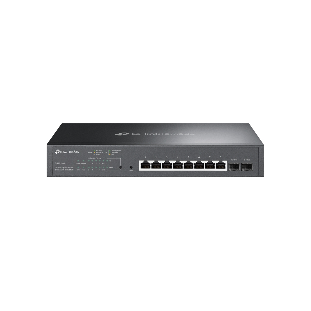 TP-Link Omada TL-SG2210MP Managed L2/L2+ Gigabit Ethernet (10/100/1000) Power over Ethernet (PoE) 1U Zwart (SG2210MP(UN)) thumbnail TP-Link Omada TL-SG2210MP Managed L2/L2+ Gigabit Ethernet (10/100/1000) Power over Ethernet (PoE) 1U Zwart (SG2210MP(UN)) thumbnail