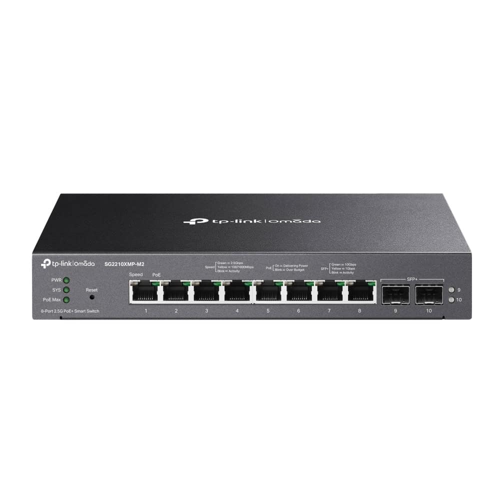 TP-Link Omada SG2210XMP-M2 netwerk-switch Managed L2/L2+ 2.5G Ethernet (100/1000/2500) Power over Ethernet (PoE) Bureaublad-/wandmontage Zwart (SG2210XMP-M2(UN)) thumbnail