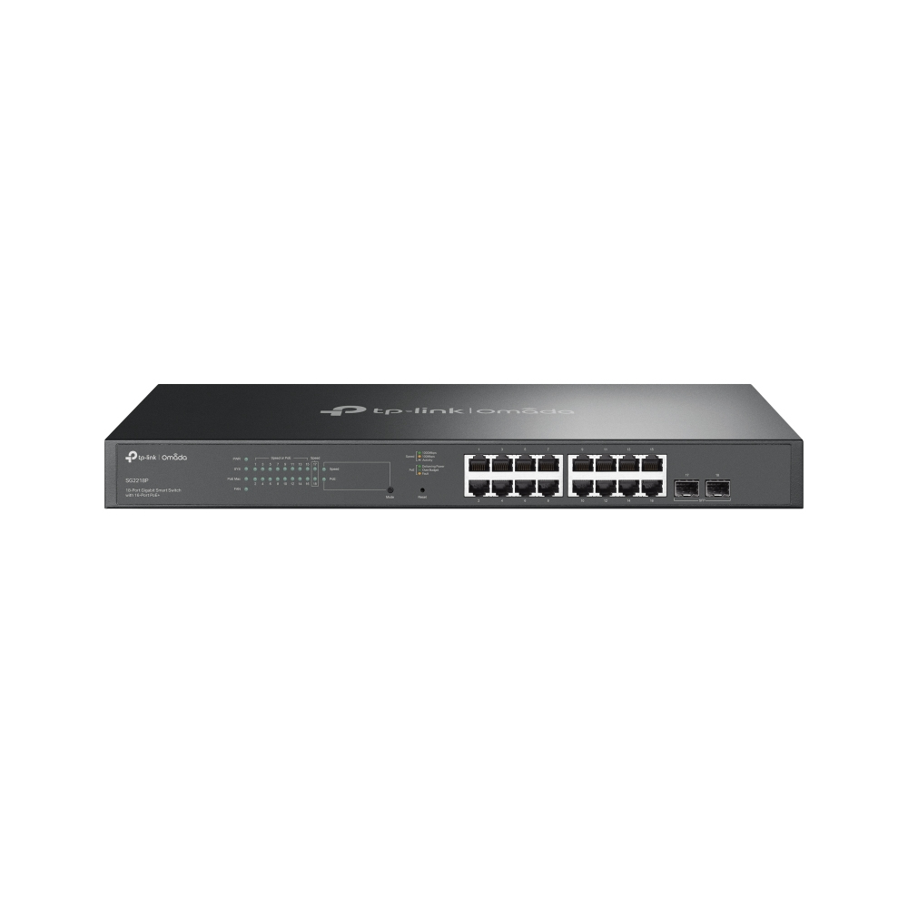 TP-Link Omada SG2218P netwerk-switch Managed L2/L2+ Gigabit Ethernet (10/100/1000) Power over Ethernet (PoE) 1U Zwart (SG2218P(UN)) thumbnail TP-Link Omada SG2218P netwerk-switch Managed L2/L2+ Gigabit Ethernet (10/100/1000) Power over Ethernet (PoE) 1U Zwart (SG2218P(UN)) thumbnail