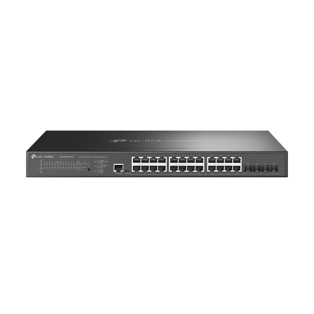 TP-Link Omada SG3428XPP-M2 netwerk-switch Managed L2+ 2.5G Ethernet (100/1000/2500) Power over Ethernet (PoE) 1U Zwart (SG3428XPP-M2(UN)) thumbnail TP-Link Omada SG3428XPP-M2 netwerk-switch Managed L2+ 2.5G Ethernet (100/1000/2500) Power over Ethernet (PoE) 1U Zwart (SG3428XPP-M2(UN)) thumbnail