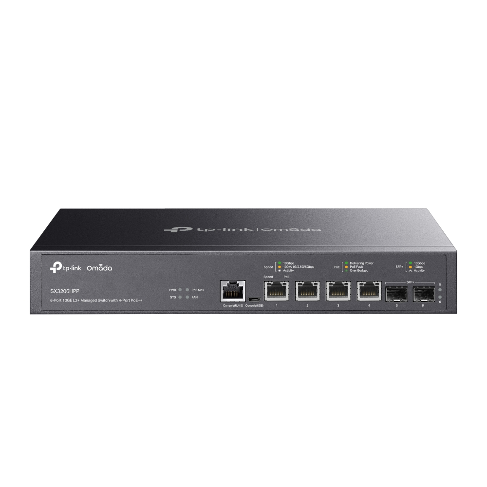 TP-Link Omada SX3206HPP netwerk-switch Managed L2+ 10G Ethernet (100/1000/10000) Power over Ethernet (PoE) Zwart (SX3206HPP(UN)) thumbnail TP-Link Omada SX3206HPP netwerk-switch Managed L2+ 10G Ethernet (100/1000/10000) Power over Ethernet (PoE) Zwart (SX3206HPP(UN)) thumbnail