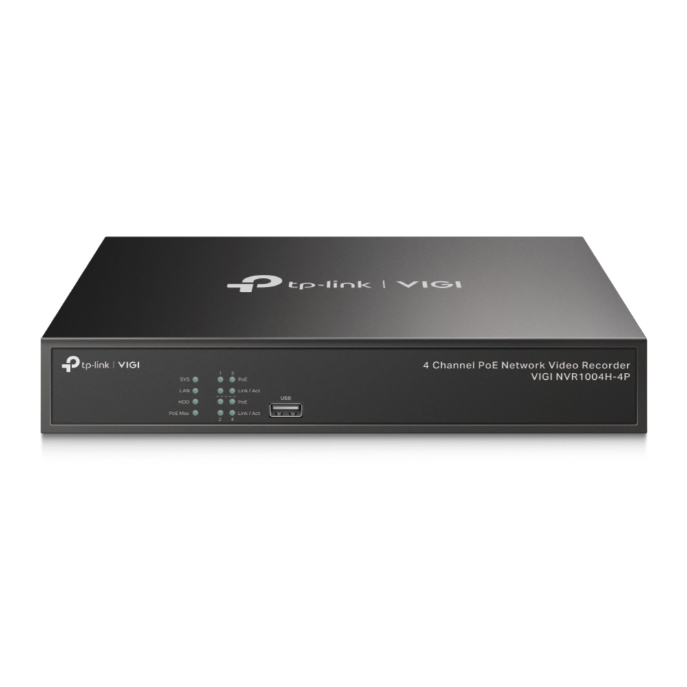 TP-Link VIGI NVR1004H-4P Netwerk Video Recorder (NVR) Zwart (VIGI NVR1004H-4P(UN)) thumbnail