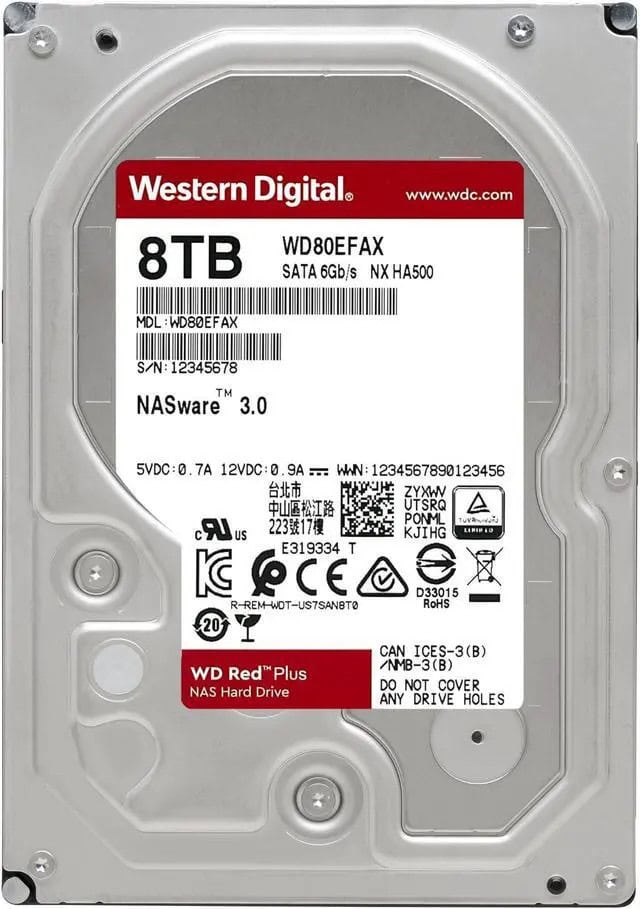 Western Digital HARD DRIVE 8TB RED 256MB 3.5 SATA 6GB/S (WD80EFAX) thumbnail