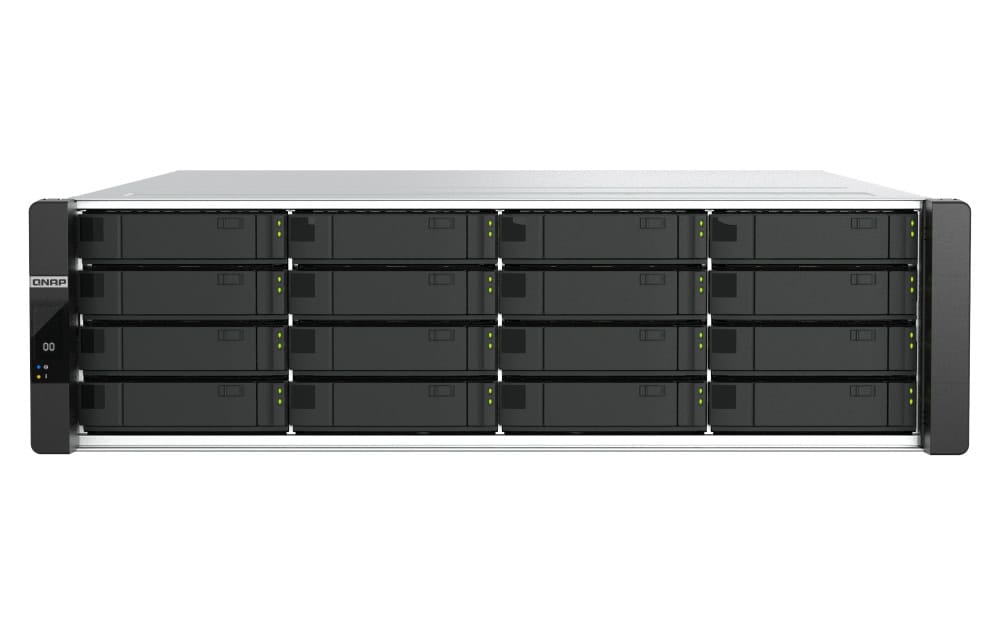 QNAP ES1686dc R2 NAS Rack (3U) Intel® Xeon® D D-2142IT 48 GB DDR4 0 TB QNAP QES Zwart, Grijs (ES1686DC-R2-2142IT-96G) thumbnail