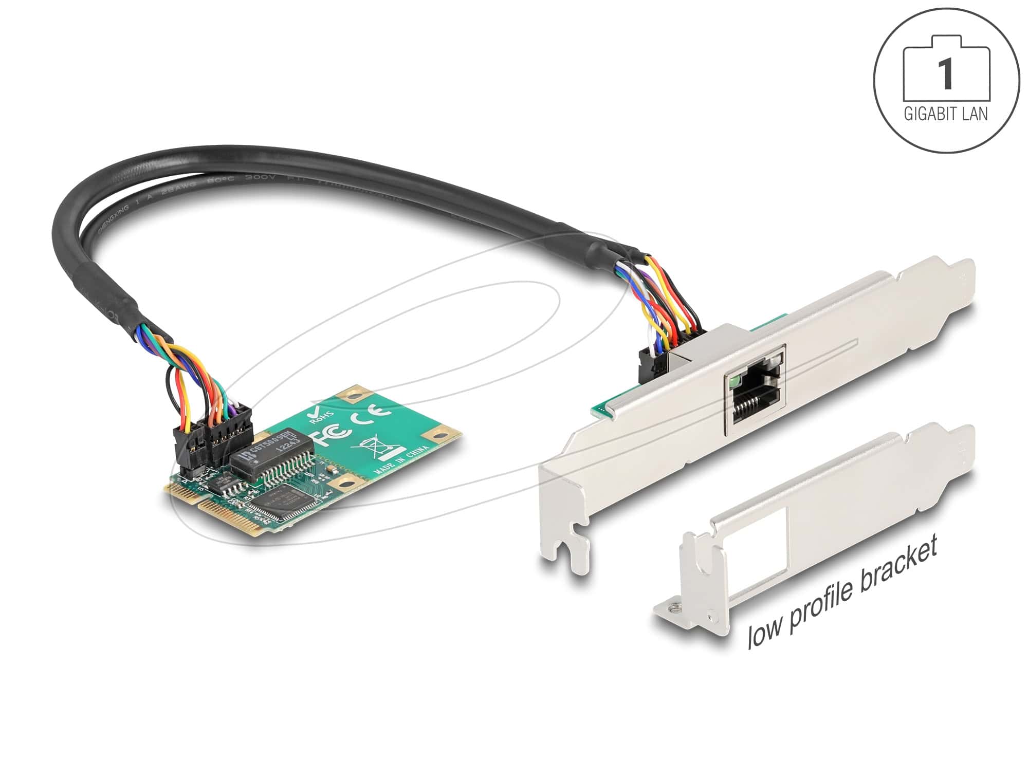 DELOCK Mini PCIe I/O PCIe full size 1 x RJ45 Gigabit LAN (95268) thumbnail