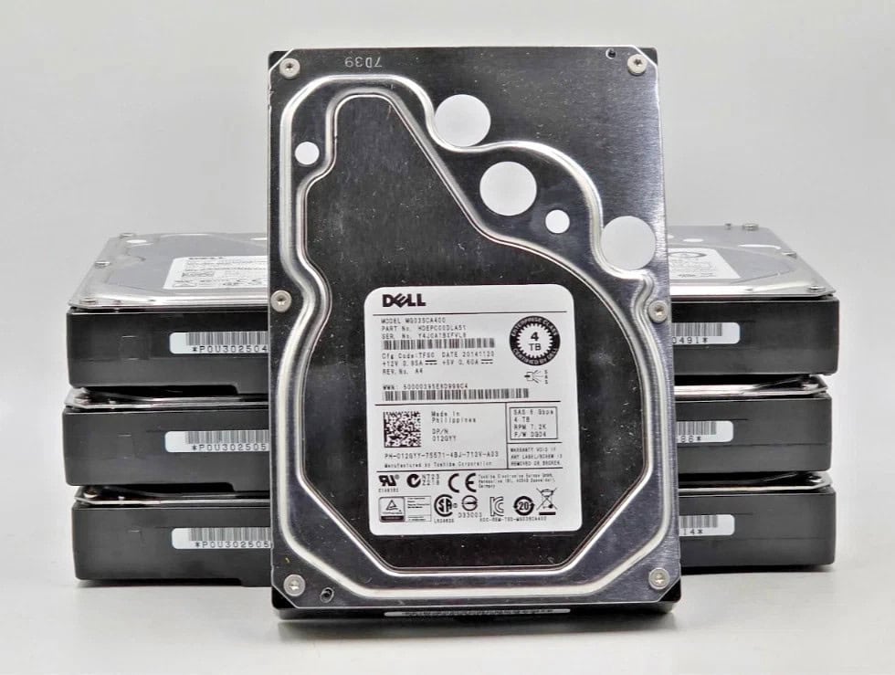 Dell 4TB 7.2K 12G 3.5INCH SAS HDD (XWM1W-RFB) thumbnail
