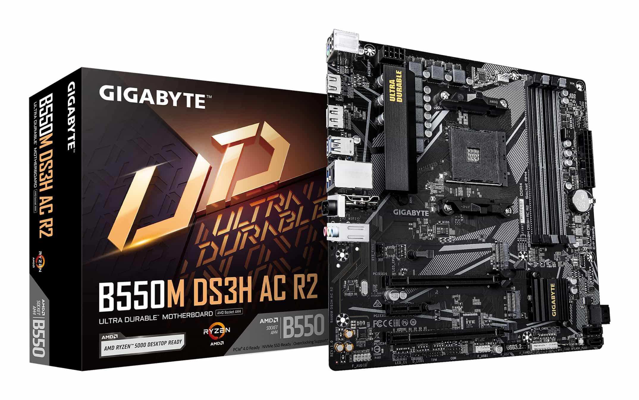GIGABYTE B550M DS3H AC R2 moederbord AMD B550 Socket AM4 micro ATX (B550M DS3H AC R2) thumbnail