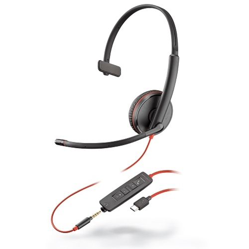 POLY Blackwire 3215 Headset Bedraad Hoofdband Oproepen/muziek USB Type-C Zwart (209750-101) thumbnail