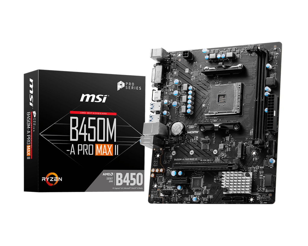 MSI B450M-A PRO MAX II moederbord AMD B450 Socket AM4 micro ATX (B450M-A PRO MAX II) thumbnail