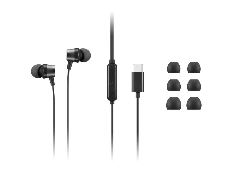 Lenovo 4XD1J77351 hoofdtelefoon/headset Bedraad In-ear Kantoor/callcenter USB Type-C Zwart (4XD1J77351) thumbnail