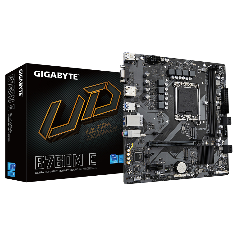 GIGABYTE B760M E moederbord Intel B760 LGA 1700 micro ATX (B760M E) thumbnail