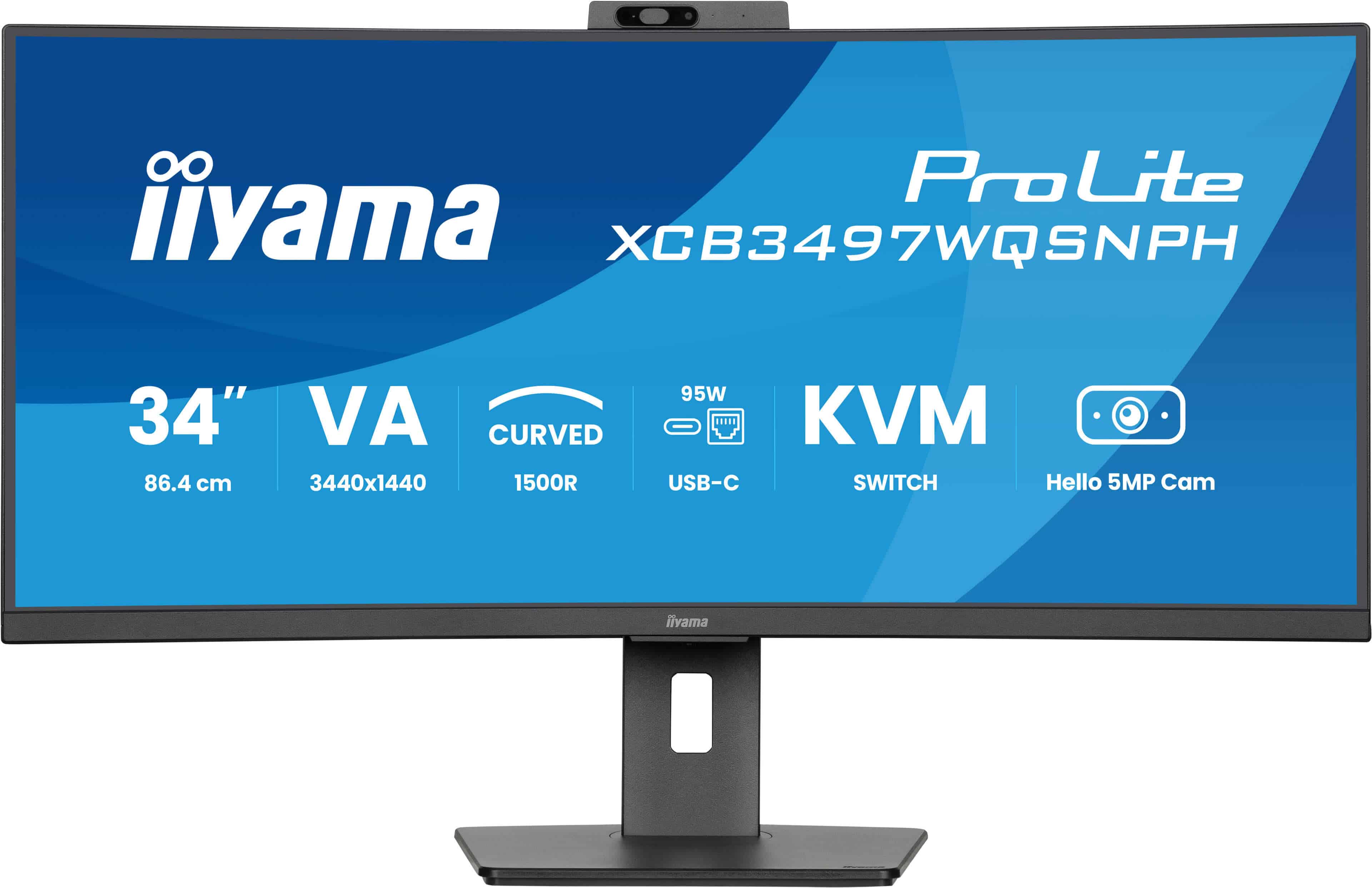 iiyama ProLite XCB3497WQSNPH-B1 computer monitor 86,4 cm (34) 3440 x 1440 Pixels UltraWide Quad HD LED Zwart (XCB3497WQSNPH-B1) thumbnail
