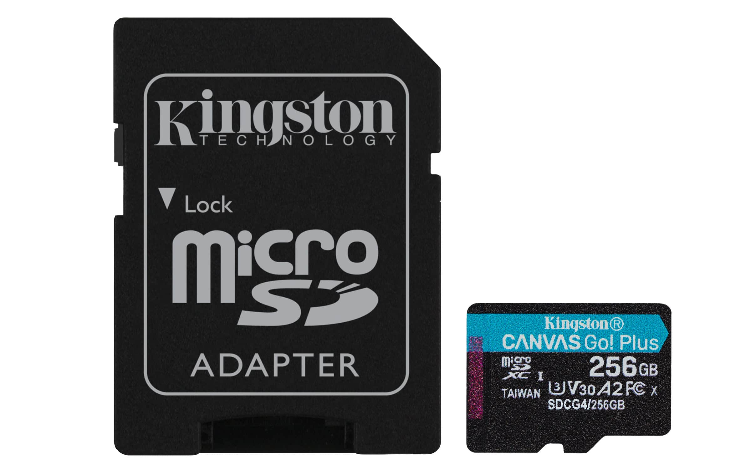Kingston Technology 256GB microSDXC Canvas Go! Plus Gen4 200MB/s A2 U3 V30 kaart + adapter (SDCG4/256GB) thumbnail