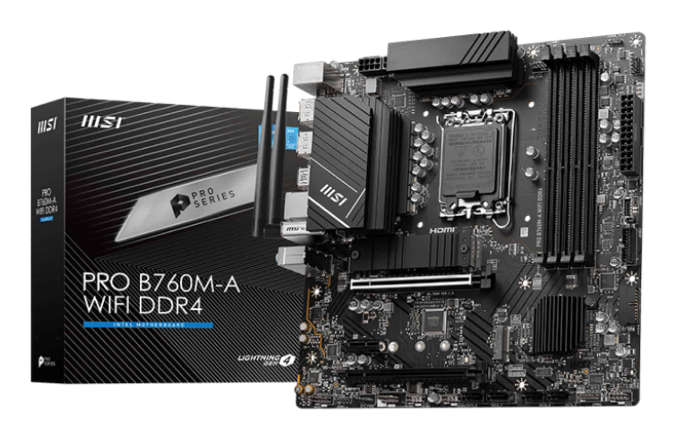 MSI PRO B760M-A WIFI DDR4 moederbord Intel B760 LGA 1700 micro ATX (7D99-001R) thumbnail