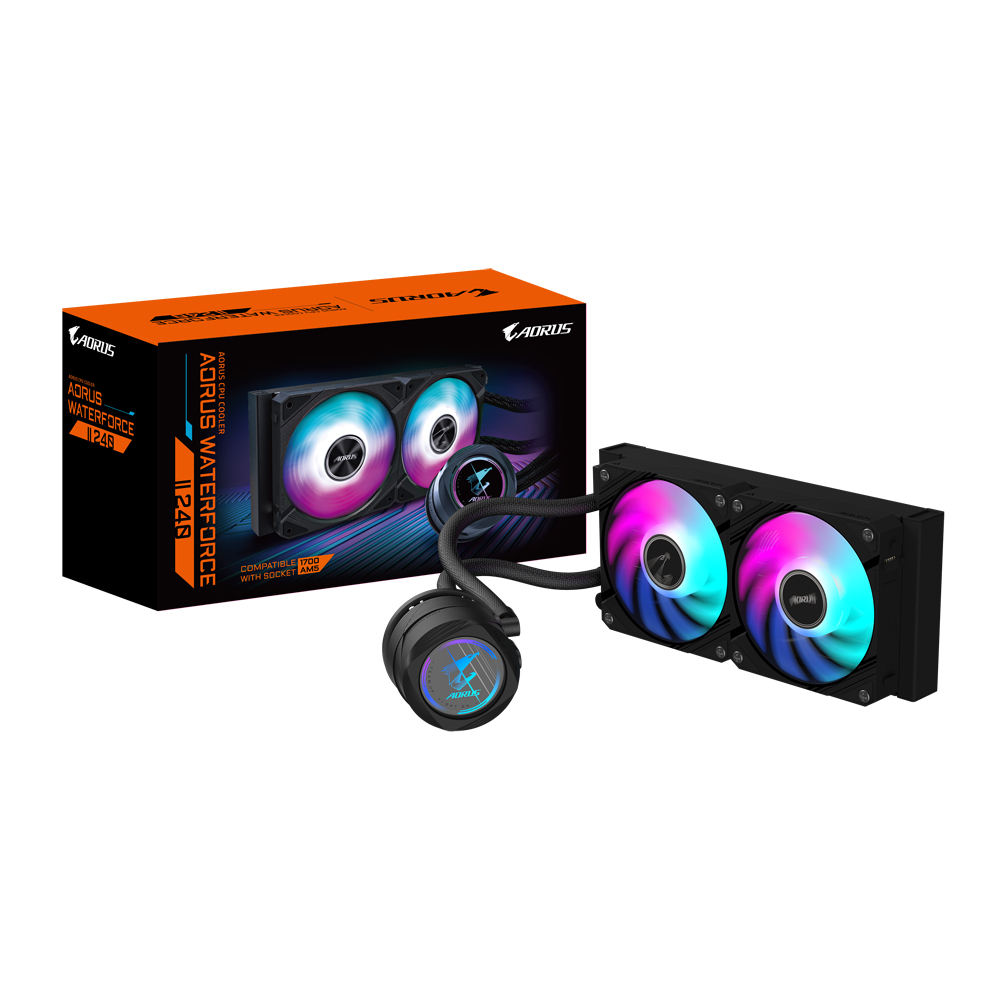 GIGABYTE AORUS WATERFORCE II 240 Processor Alles-in-één vloeistofkoeler 12 cm Zwart (GP-AORUSWTRFRC240) thumbnail