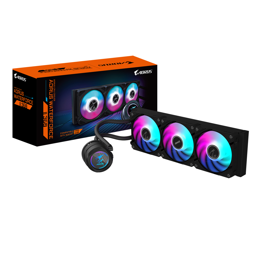 GIGABYTE AORUS WATERFORCE II 360 Processor Alles-in-één vloeistofkoeler 12 cm Zwart (GP-AORUSWTRFRC360) thumbnail