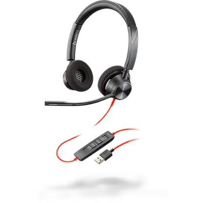 POLY BLACKWIRE 3320, BW3320-M USB-A Headset Bedraad Hoofdband Kantoor/callcenter USB Type-A Zwart (214012-101) thumbnail