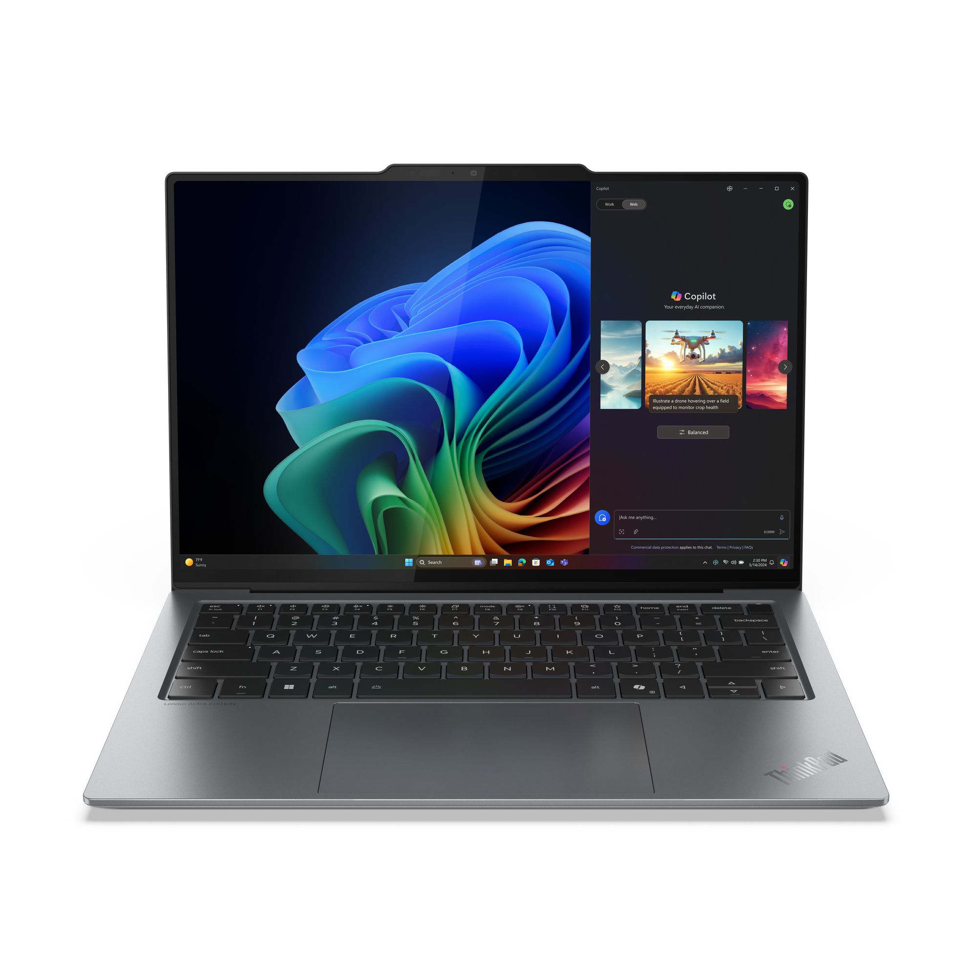 Lenovo ThinkPad X9-14 Gen 1 Copilot+ PC Intel Core Ultra 7 258V Laptop 35,6 cm (14) Touchscreen 2.8K 32 GB LPDDR5x-SDRAM 1 TB SSD Wi-Fi 7 (802.11be) Windows 11 Pro Engels Grijs (21QA0025MH) thumbnail