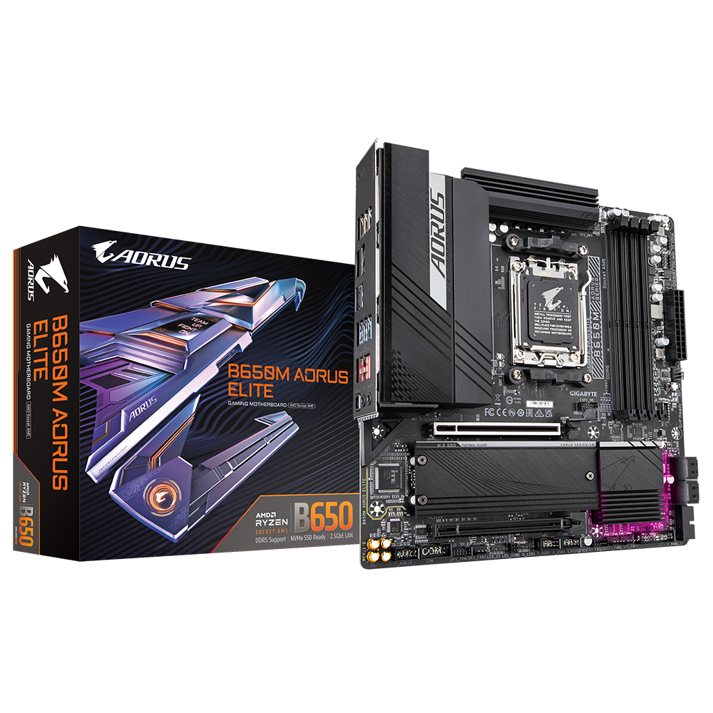 GIGABYTE B650M AORUS ELITE moederbord AMD B650 Socket AM5 ATX (B650M-AORUS ELITE) thumbnail