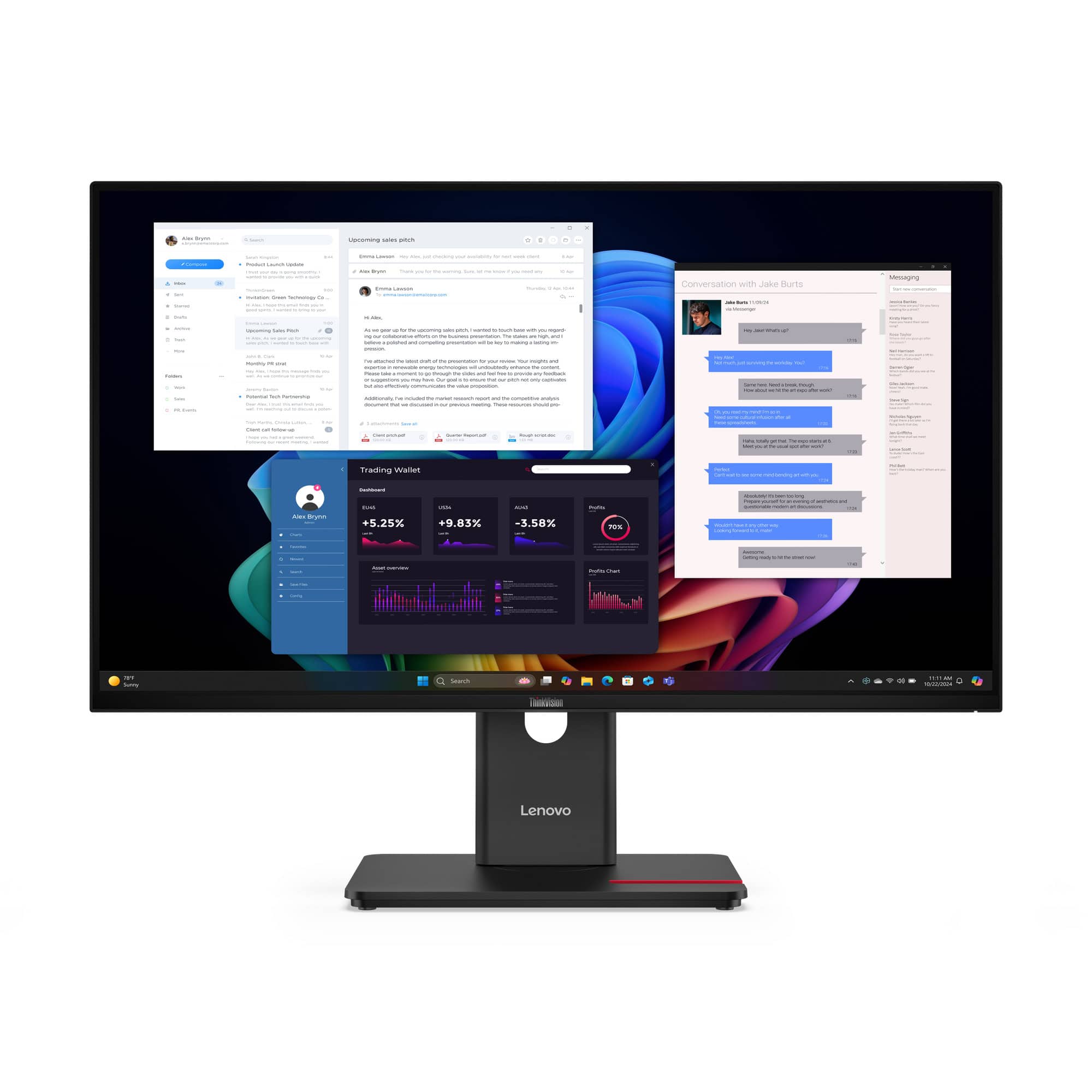 Lenovo ThinkVision T27ud-40 computer monitor 68,6 cm (27) 3840 x 2160 Pixels 4K Ultra HD LCD Zwart (64AFGAT2EU) thumbnail
