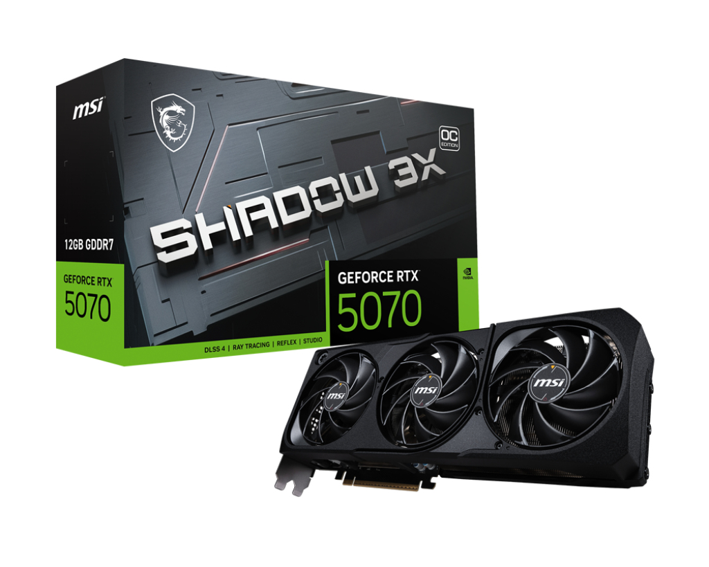 MSI GeForce RTX 5070 12G SHADOW 3X OC NVIDIA 12 GB GDDR7 (507012GSHADOW2XOC) thumbnail