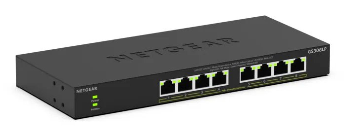 NETGEAR GS308LP Unmanaged Gigabit Ethernet (10/100/1000) Power over Ethernet (PoE) Desktop Zwart (GS308LP-100EUS) thumbnail