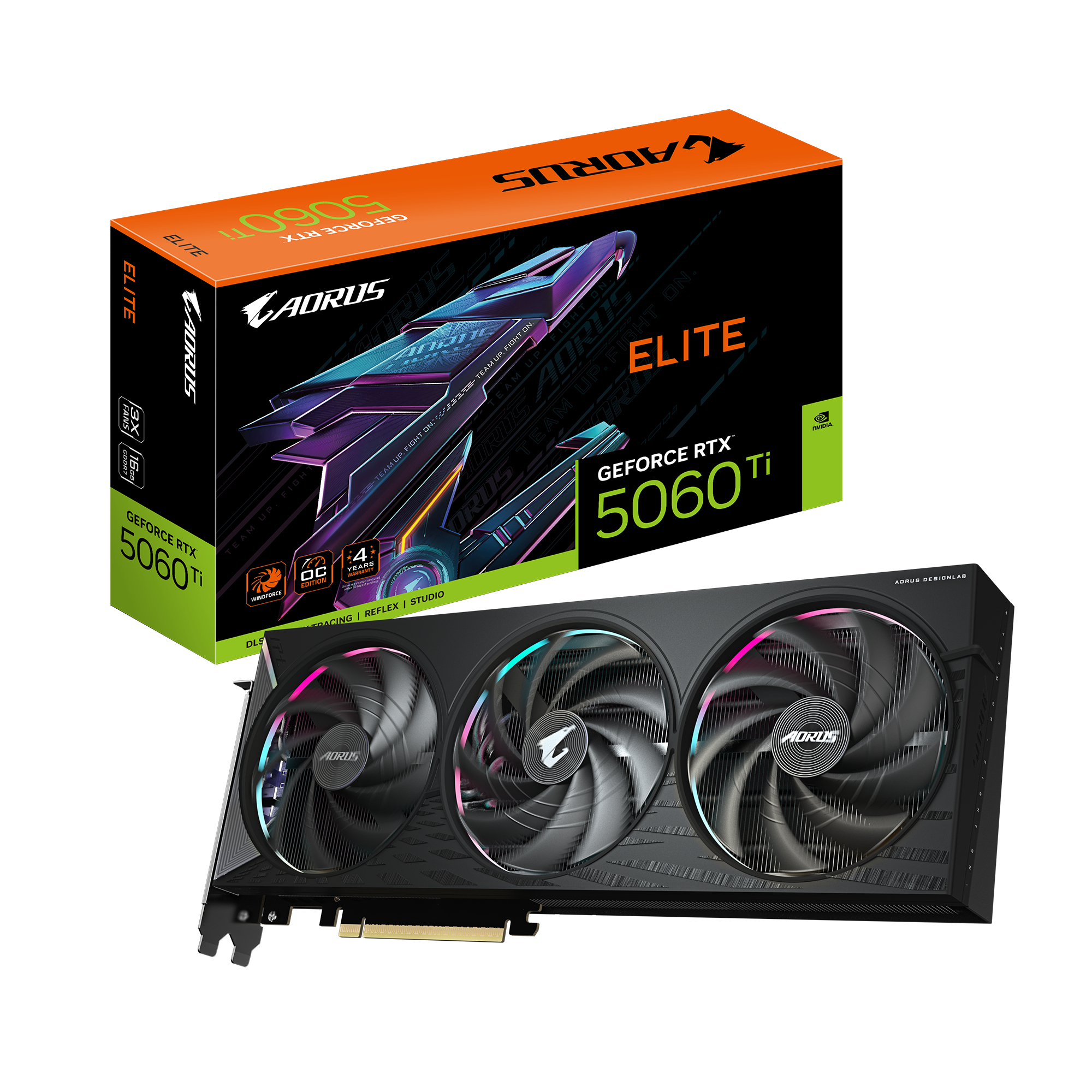 GIGABYTE AORUS GeForce RTX 5060 Ti ELITE 16G NVIDIA 16 GB GDDR7 (GV-N506TAORUS E-16GD) thumbnail