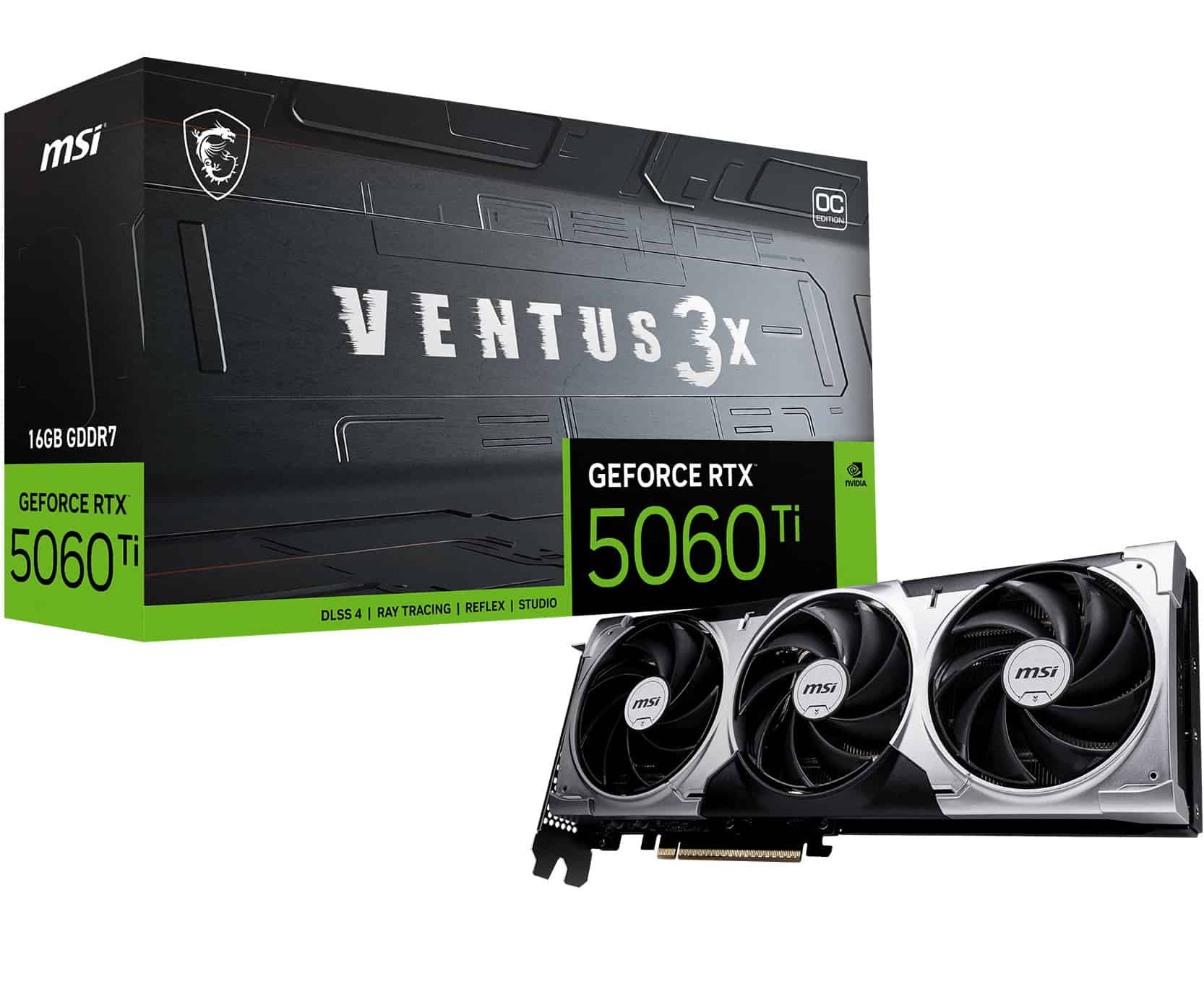 MSI VENTUS GeForce RTX 5060 TI 16G 3X OC NVIDIA 16 GB GDDR7 (V812-072R) thumbnail