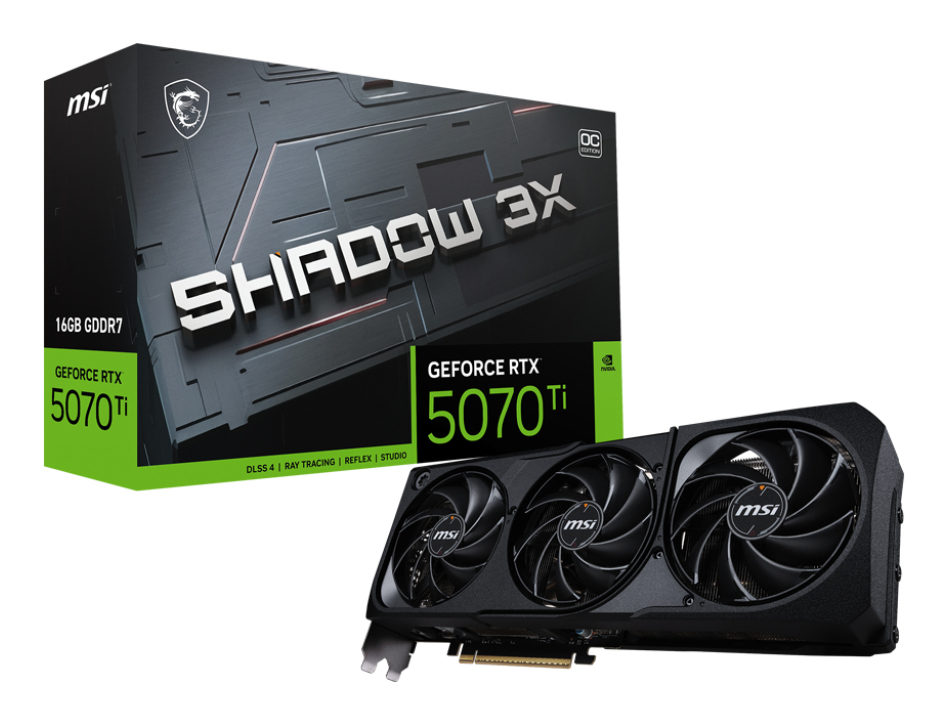 MSI GeForce RTX5070 Ti 16G SHADOW 3X OC NVIDIA GeForce RTX 5070 Ti 12 GB GDDR7 (5070TI16GSHADOW3X) thumbnail
