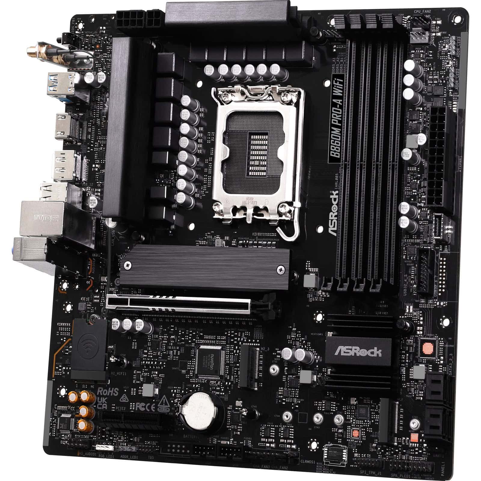 ASRock B860M Pro-A WiFi - Intel B860 - LGA1851 - 4x DDR5 - 3x M.2 - HDMI - DP - USB-C - WiFi - mATX (90-MXBRS-A0UAYZ) thumbnail