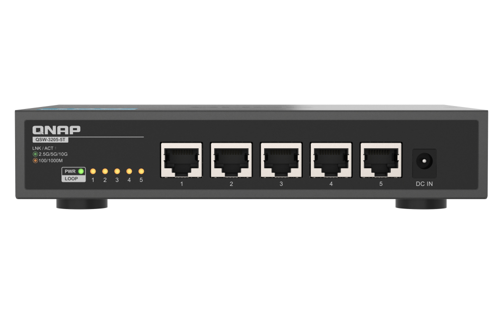 QNAP QSW-3205-5T netwerk-switch Unmanaged 10G Ethernet (100/1000/10000) Desktop Zwart (QSW-3205-5TYSW-FLEX-XG) thumbnail