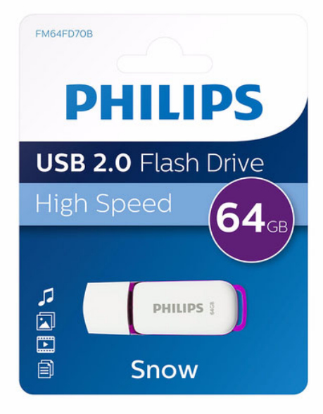Philips FM64FD70B USB flash drive 64 GB USB Type-A 2.0 Paars, Wit (FM64FD70B/00) thumbnail