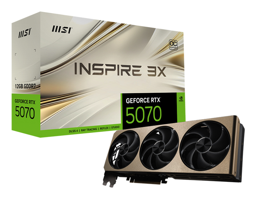 MSI GeForce RTX 5070 12G INSPIRE 3X OC NVIDIA 12 GB GDDR7 (V532-006R) thumbnail