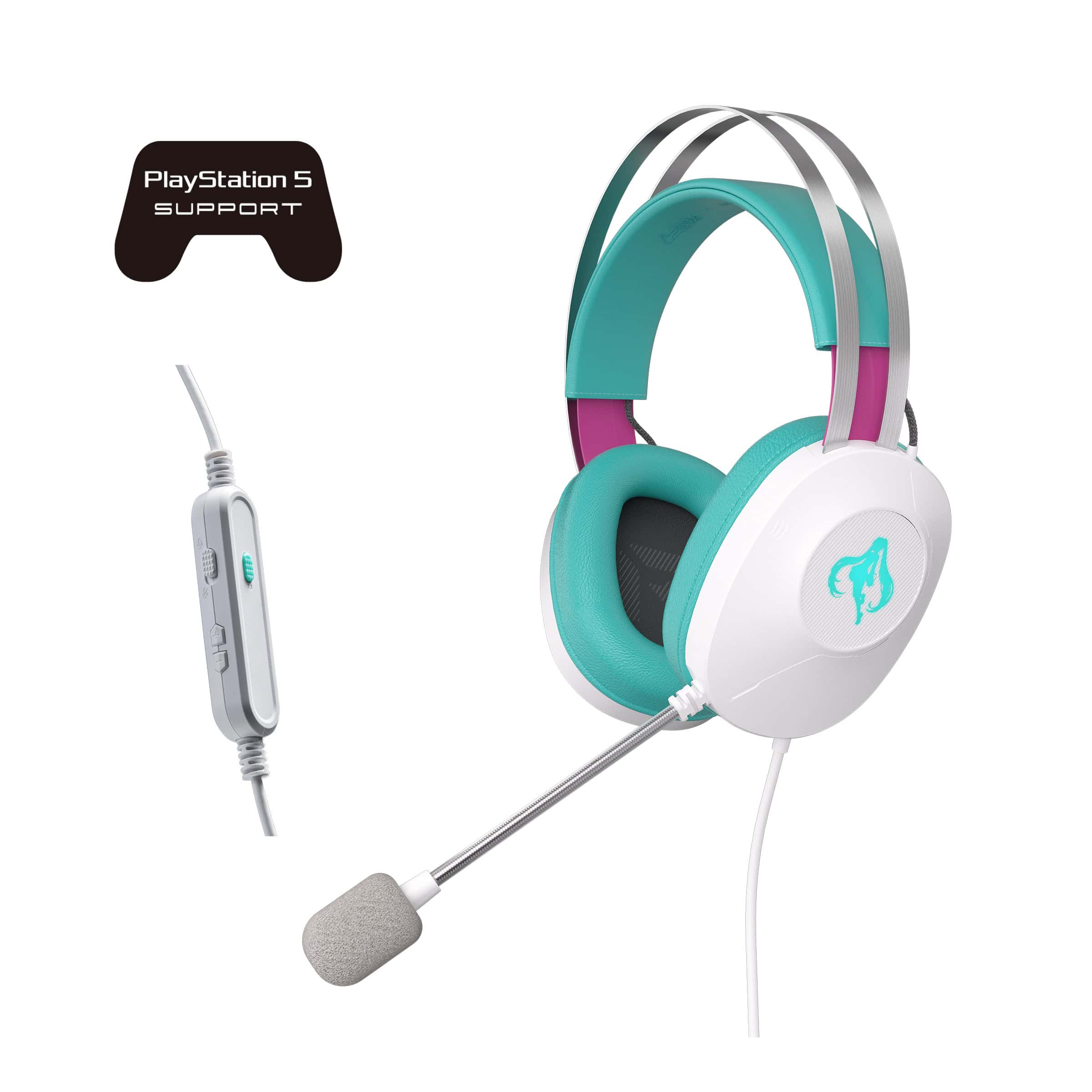ASUS TUF Gaming H1 Gen II Hatsune Miku Edition Headset Bedraad Handheld Gamen USB Type-A Roze, Turkoois, Wit (90YH048B-BHUA00) thumbnail ASUS TUF Gaming H1 Gen II Hatsune Miku Edition Headset Bedraad Handheld Gamen USB Type-A Roze, Turkoois, Wit (90YH048B-BHUA00) thumbnail
