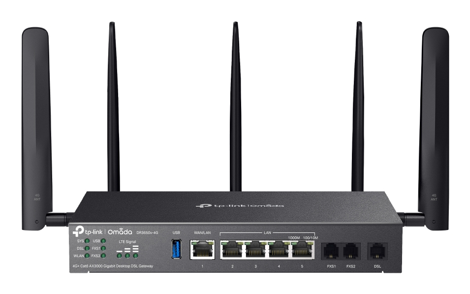 TP-Link Omada DR3650V-4G draadloze router Gigabit Ethernet Dual-band (2.4 GHz / 5 GHz) Zwart (DR3650V-4G) thumbnail
