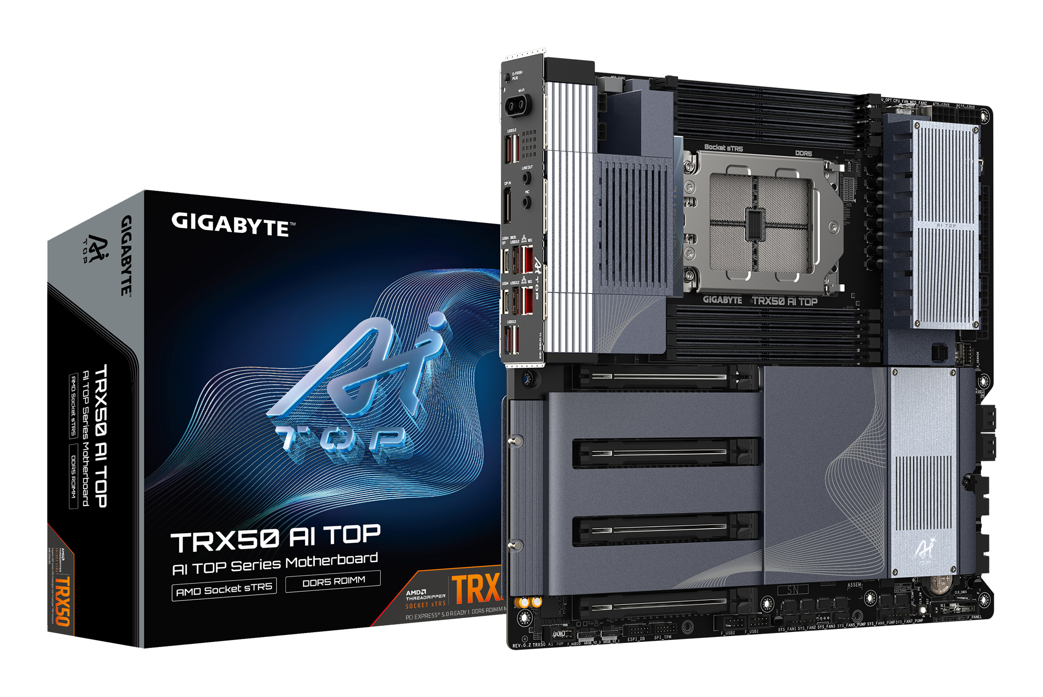 GIGABYTE TRX50 AI TOP-2B moederbord AMD TRX50 Socket sTR5 Verlengd ATX (TRX50 AI TOP) thumbnail