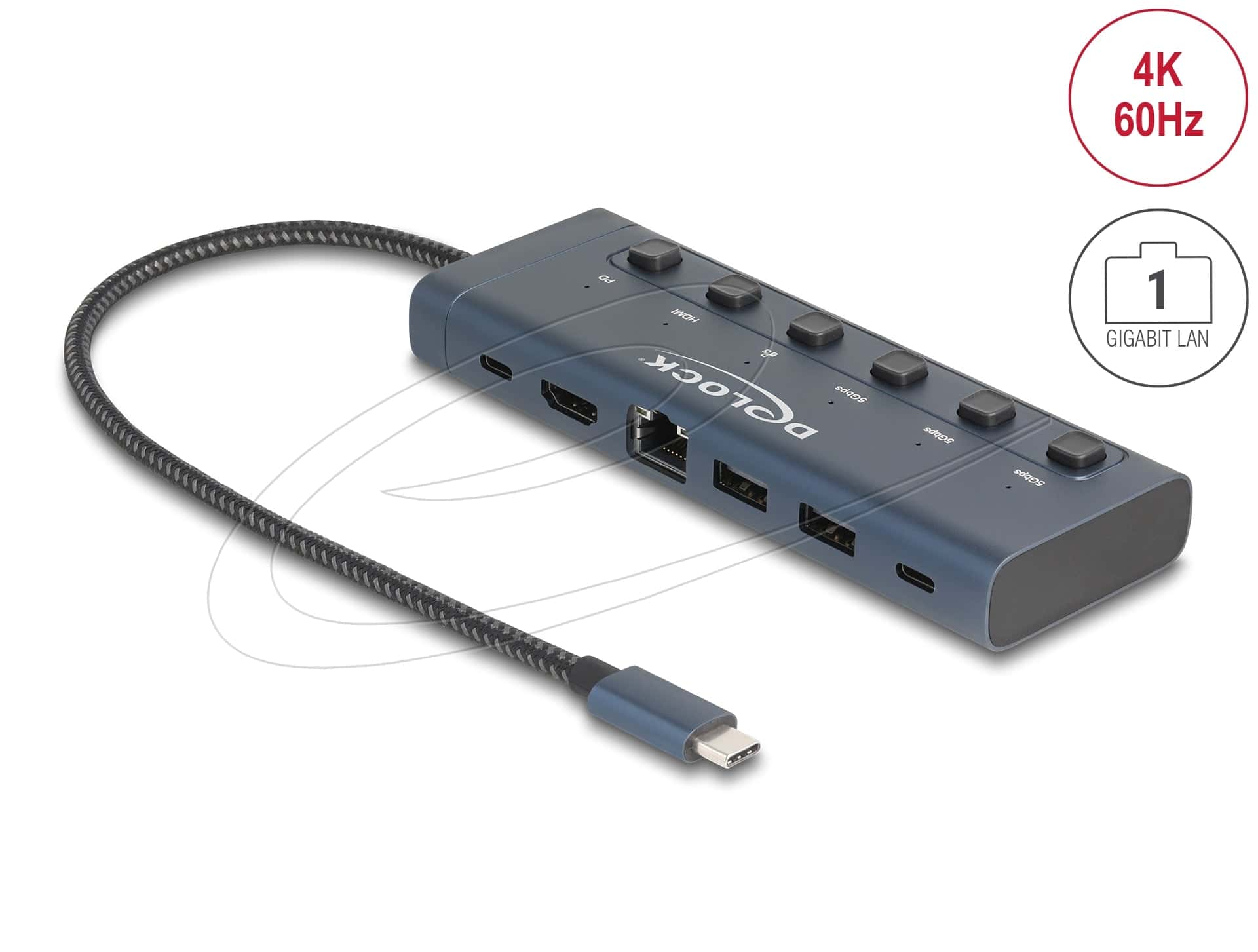 DELOCK USB Type-C Dockingstation 4K 90W mit Schalter (92000) thumbnail