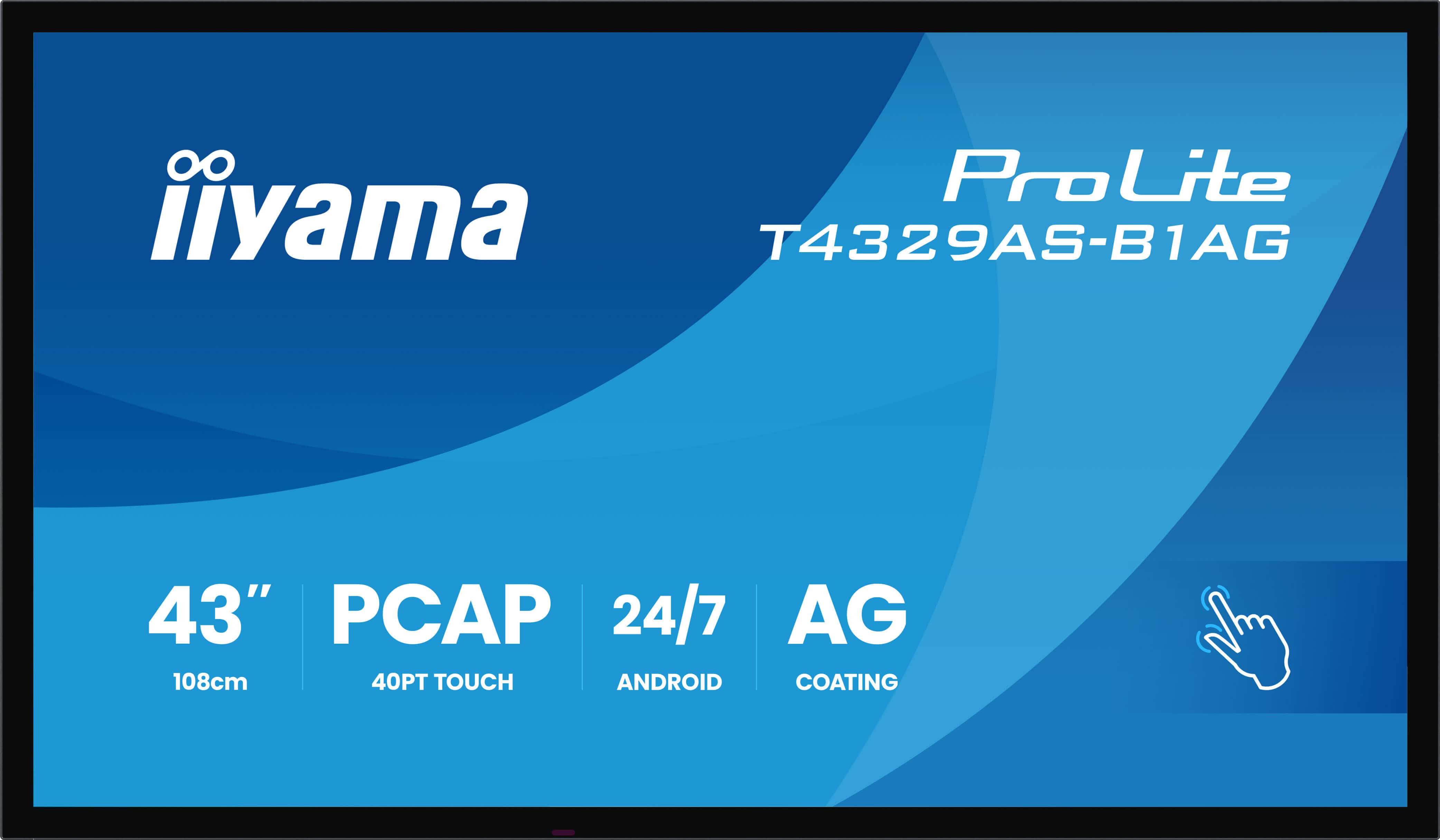 iiyama T4329AS-B1AG beeldkrant Interactief flatscreen 108 cm (42.5) LED Wifi 500 cd/m² 4K Ultra HD Zwart Touchscreen Type processor Android 24/7 (T4329AS-B1AG) thumbnail