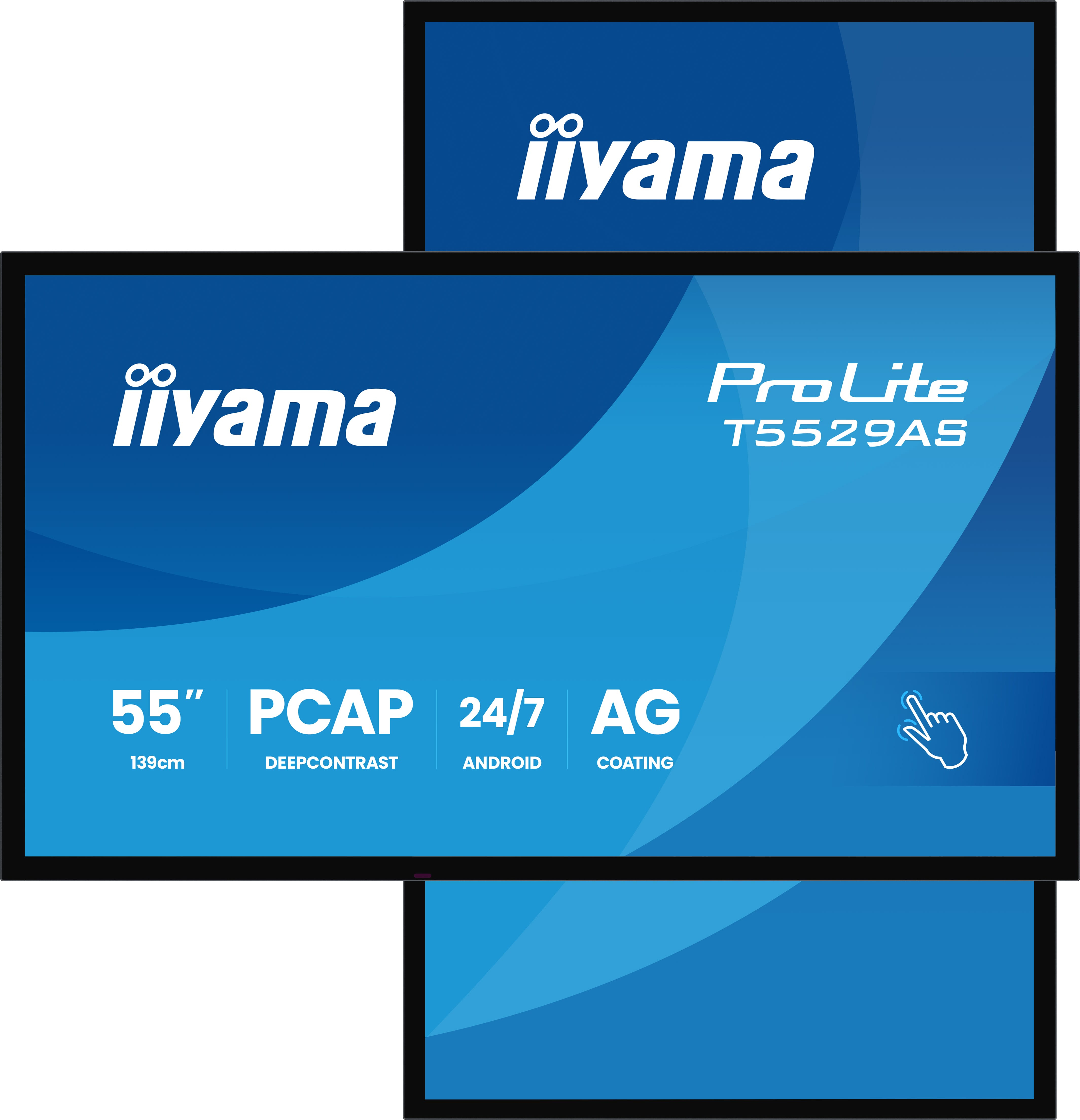 iiyama T5529AS-B1AG beeldkrant Kiosk-ontwerp 138,7 cm (54.6") LED Wifi 450 cd/m² 4K Ultra HD Zwart Touchscreen Type processor Android 24/7 (T5529AS-B1AG) thumbnail